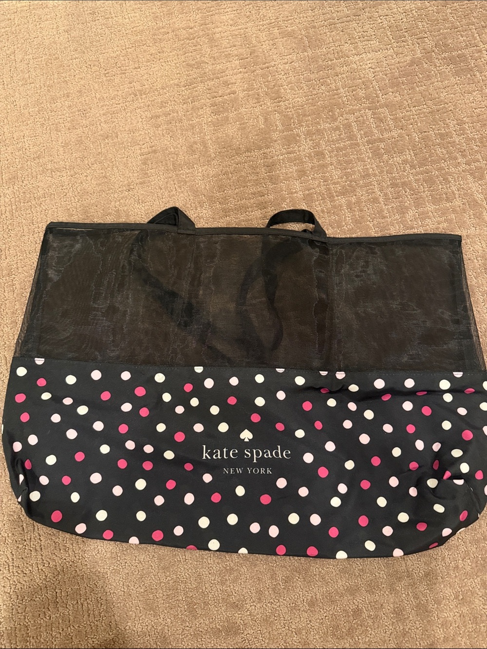 kate spade Black Tote with Pink and White Polka Dots